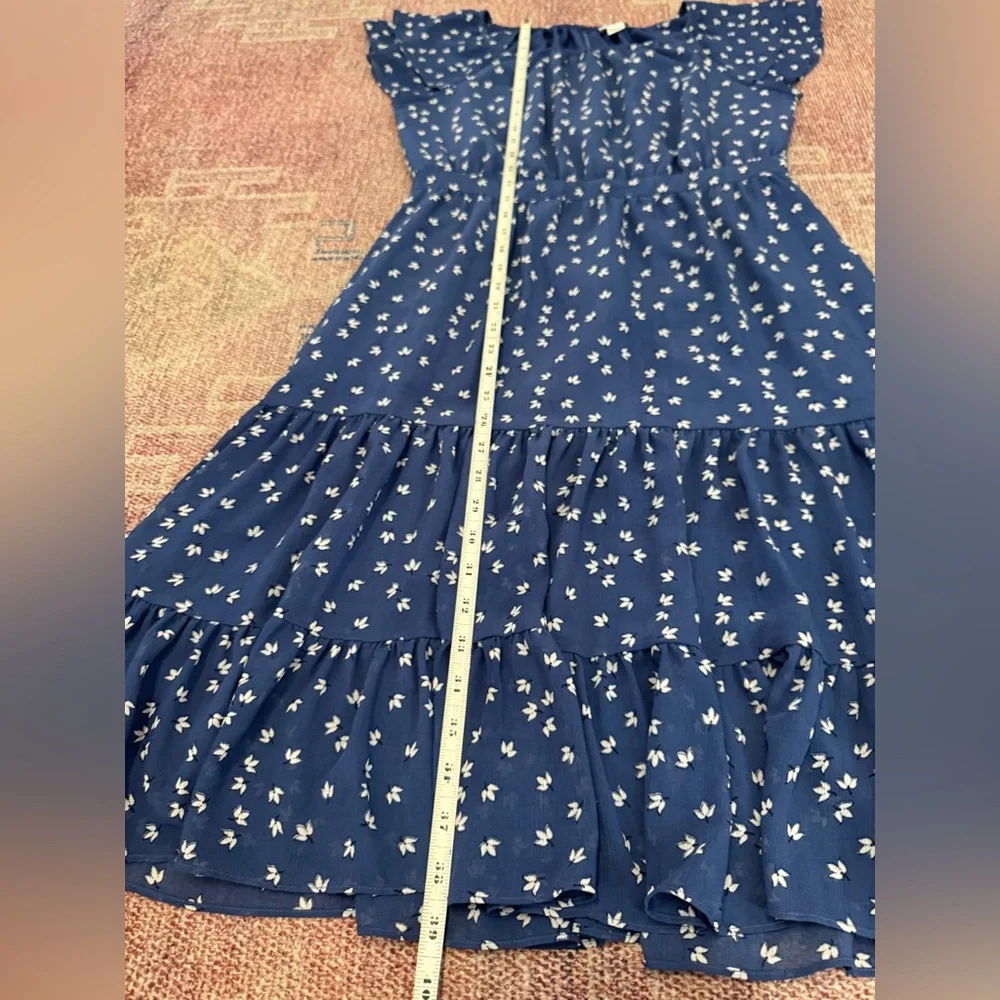 J. Crew blue floral tiered midi peasant dress size 6